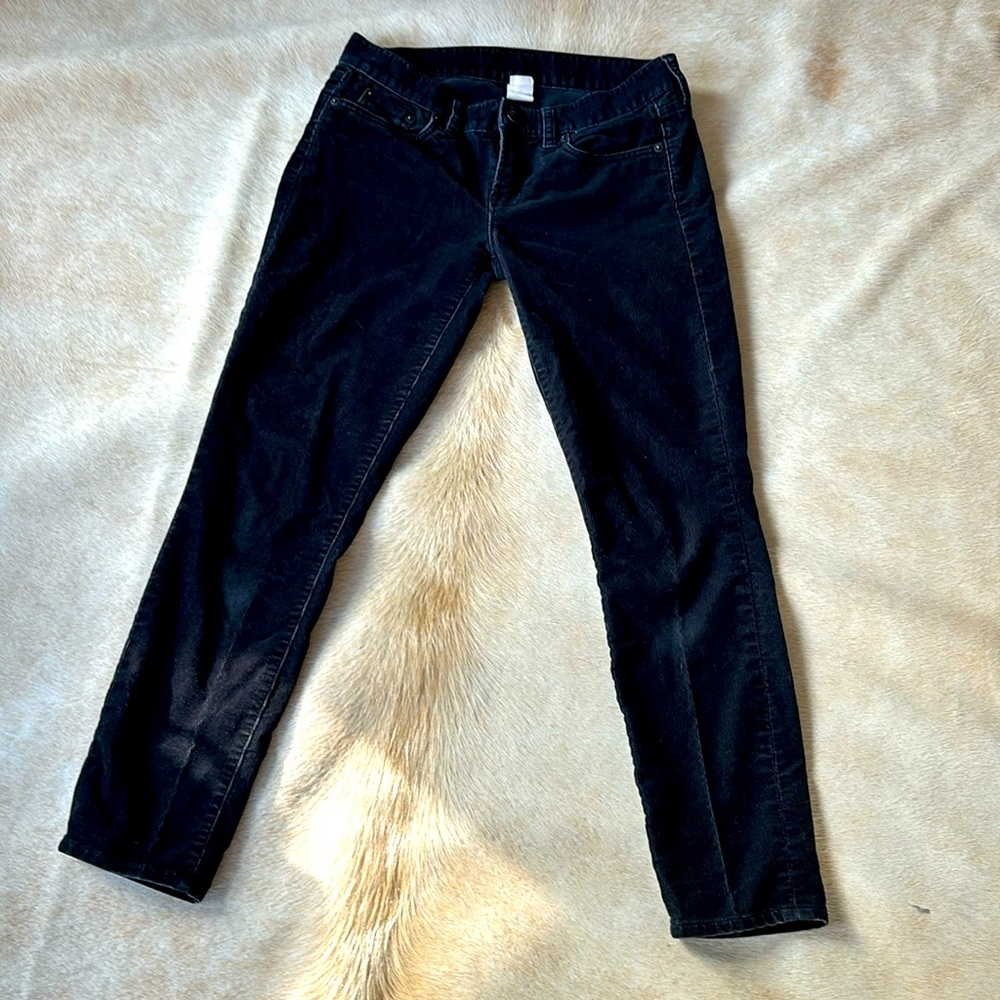 J CREW Black CORDUROY Skinny Stretch Pants